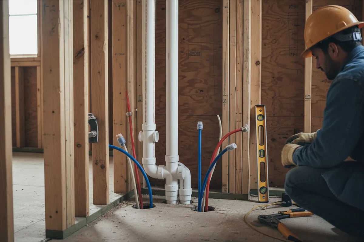 Drain and supply rough-in during Garbage Disposal Repair in Sherman Oaks